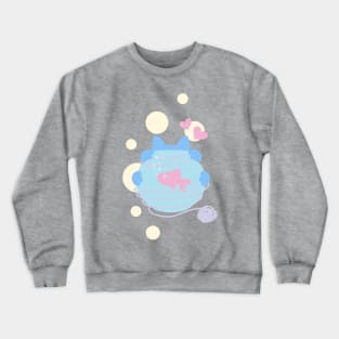 Pastel Wool Web - Cat and a Fish Crewneck Sweatshirt